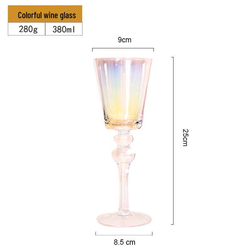 Handmade Crystal Wine Glass with Gold Rim & Beaded Design - Red Wine & Champagne Flute