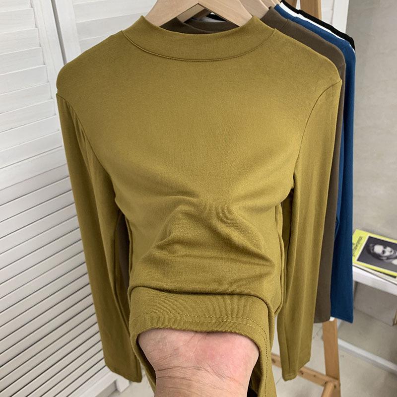 Long Sleeve Female Cold Basic Warm Shirt Spring and Autumn Outer Wear Big Size Bottom Shirt T-shirt Modal Lapel Hundreds of Inner Tops