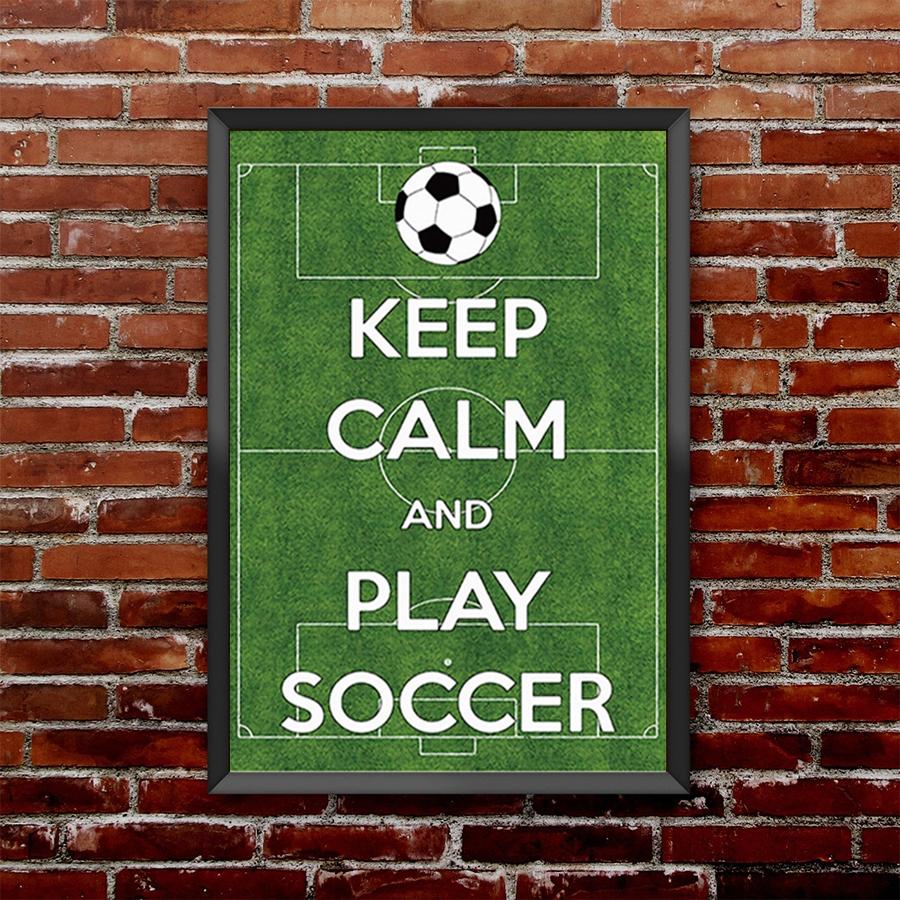 Play Soccer Quote Wall Art Green Letters Canvas Paintings for Interior Posters and Prints for Living Room No Frame