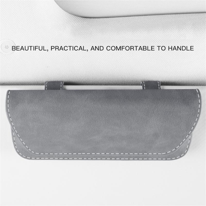 Sonnenbrillenhalter für Auto-Sonnenblende, Brillen-Auto-Sonnenblendenclip-Aufbewahrung, Brillen-Organizer-Etui, PU-Leder-Brillenhalter