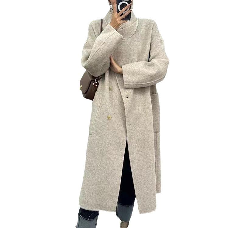 New Double-sided Wool Coat for Women Long Korean Style Casual Loose Woolen Coat