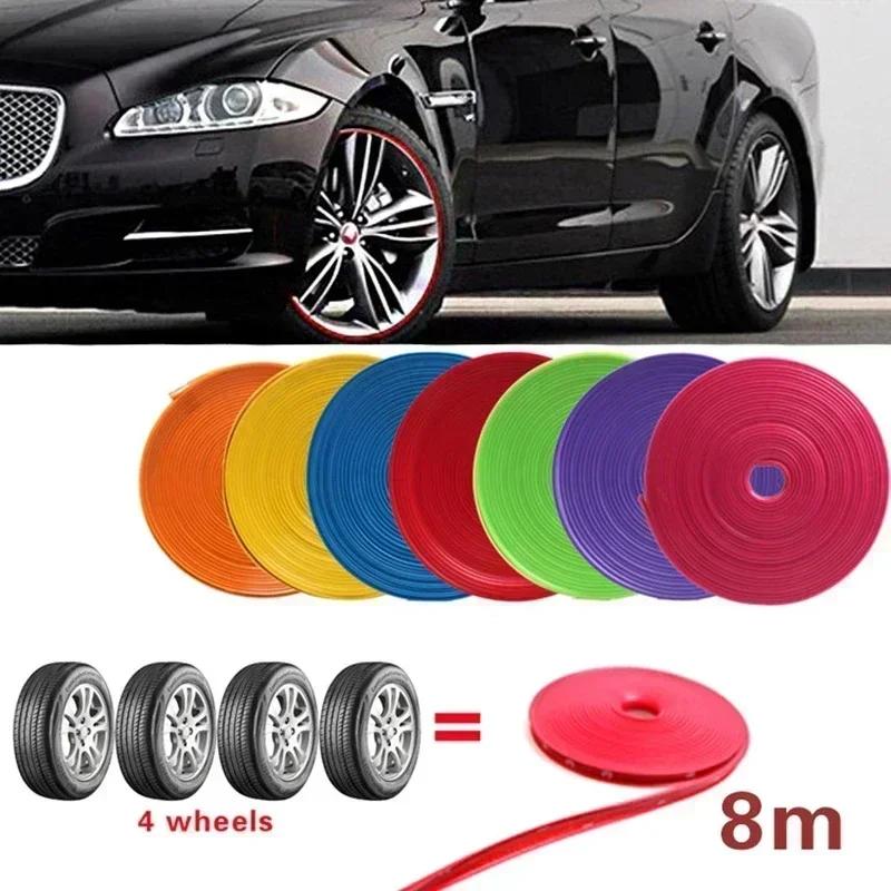 8M Car Wheel Rim Protection Decorative Strip Car Tire Styling Moulding Trim Tyre Guard Line Rubber Decoration Strip