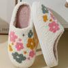 New Comfortable Home Cute Colorful Flower Winter Cotton Slippers for Men and Women Couples Warm Indoor Cotton Dragoons