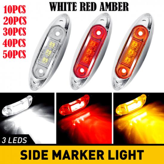 10-50 Red Amber 4" Marker Lights 3LED Clearance Side Light Truck Trailer RV EOA