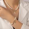 Two Pieces of Pearl Pendant Necklace Bracelet Set Suitable for Everyday Casual Wear and Gifting