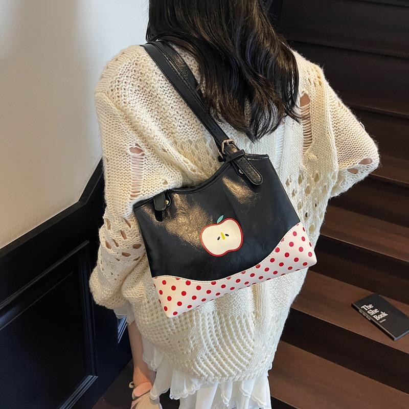 Summer Cute Girl Apple Polka Dot Handbag New Niche Design Sense Commuter Small Tote Bag