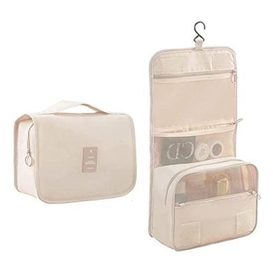 ALLMIRA Travel Pouch Hanging Toiletries Toiletry Bag Large Capacity Waterproof Hook Stylish (White)