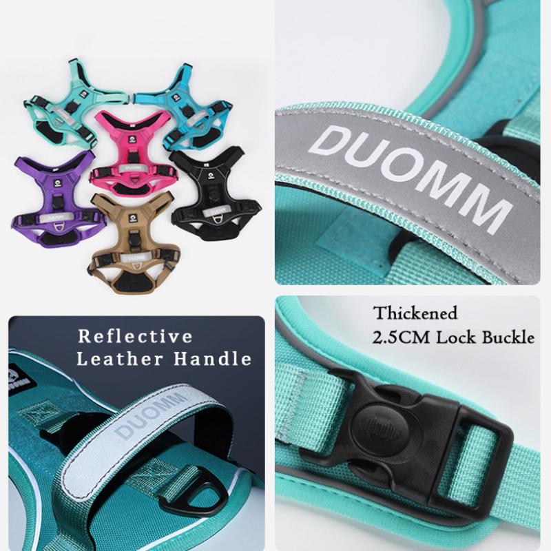 No-Pull Dog Harness for Large Dogs with GPS Tracker Slot Heavy Duty Reflective Adjustable Pet Vest Harness for Outdoor Walking