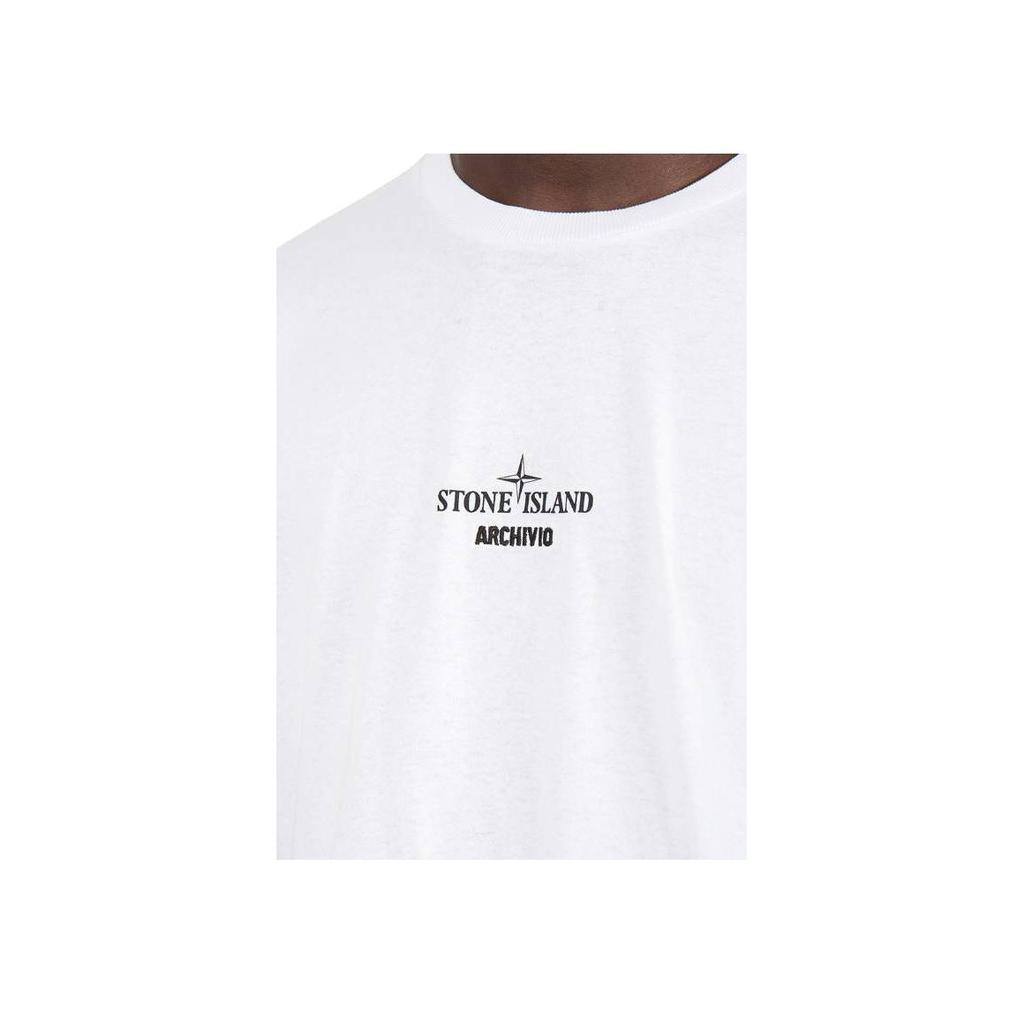 STONE ISLAND FW22 Solid Color Letter Logo Printed Loose Casual Short Sleeve T-Shirt Men Tops White 77152NS91-V0001