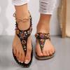 Women's Beaded Ethnic Style Clip-foot Herring-shaped Flat Sandals Flat-heeled Women's Shoes