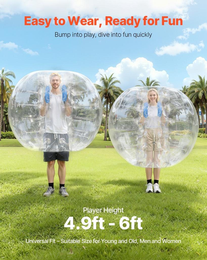 Nafukovací Bumper Ball 1 ks, 1,5M Body Sumo Zorb Balóny pro Teenagery a Dospělé, 0,8mm Silné PVC Lidské Křeččí Bublinové Balóny pro Venkovní Týmové Hraní