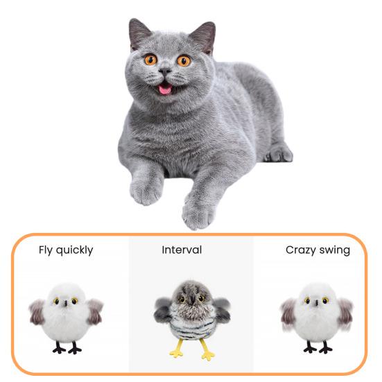 Automatic Flapping Birds Cat Toy Interactive Cat Teaser with 3 Wing Modes Chirping Sounds Self-Play Exercise Toy for Indoor Cats