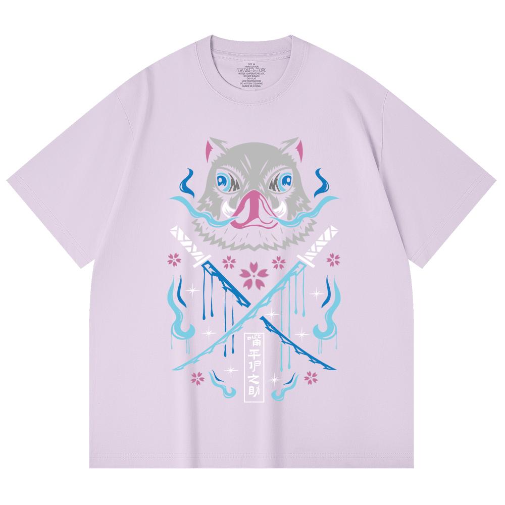 230 g/m² 100% Baumwolle Demon Slayer V97 Inosuke Aufdruck Unisex Schweres Baumwoll-T-Shirt