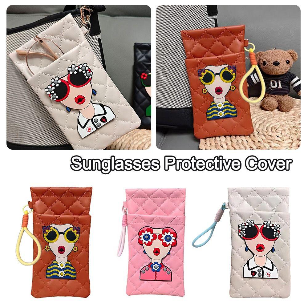 Portable Sunglasses Bag PU Leather Cosmetic Bag Gifts Double-layer Eyeglasses Pouch