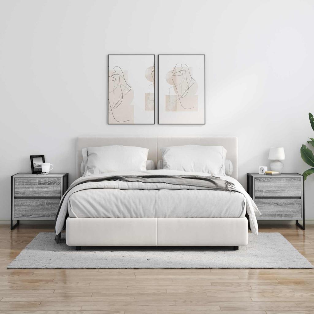 Nightstand Set of 2 Grey Sonoma 50 x 39.5 x 50 cm Particleboard