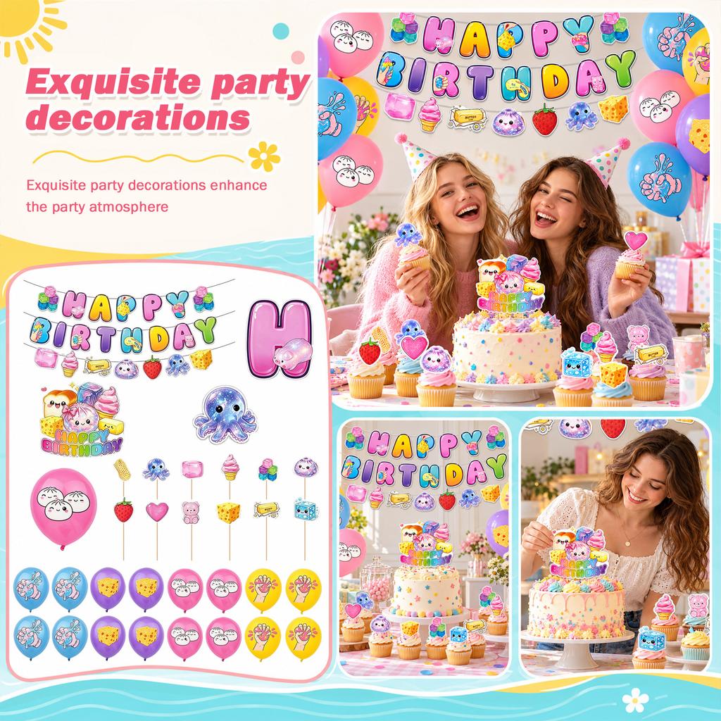 5-Piece Bun-Shaped Birthday Party Decorations Set for Kids, Cute Birthday Celebration Supplies