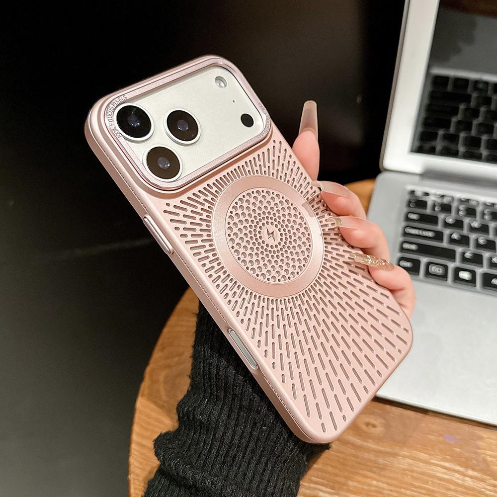 Luxury Cooling Heat Dissipation Hollow Case For iPhone 17 15 14 13 16 12 Pro Max Plus 17Pro 17 For MagSafe Magnetic Matte Cover
