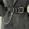 Punk Leather Belt Women Street Fashion for Sweet and Cool Girls Chain Decoration Jeans Belt, Wide BELT for Suits