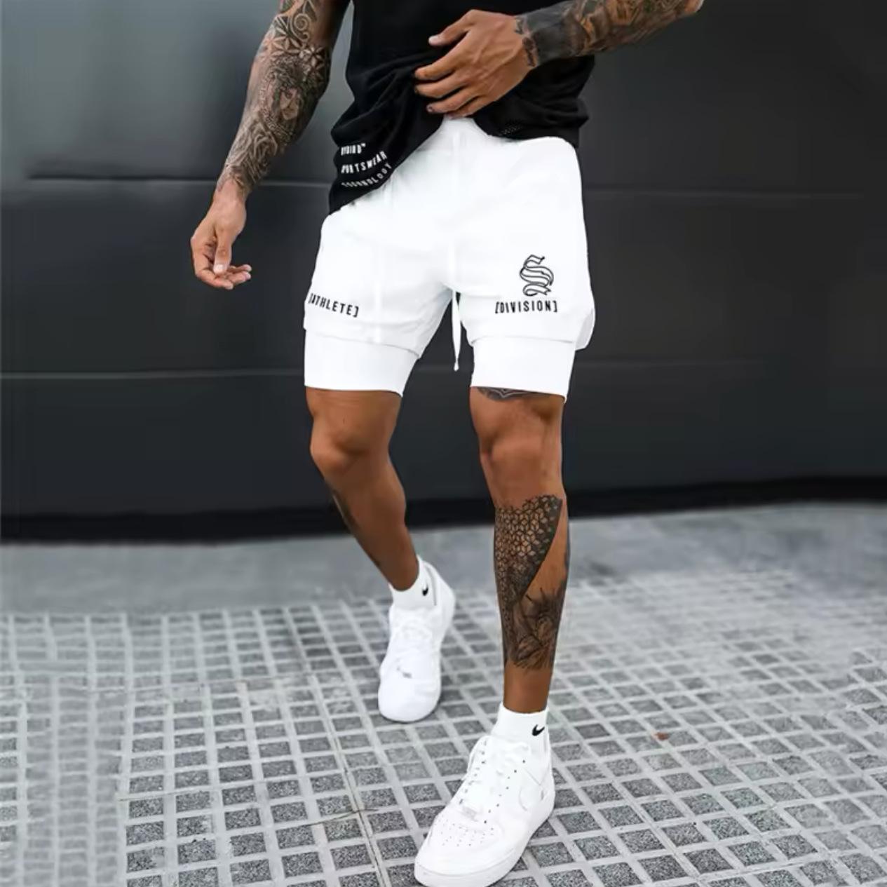 

Мужские летние двухслойные спортивные повседневные брюки «два в одном» для фитнеса 3XL