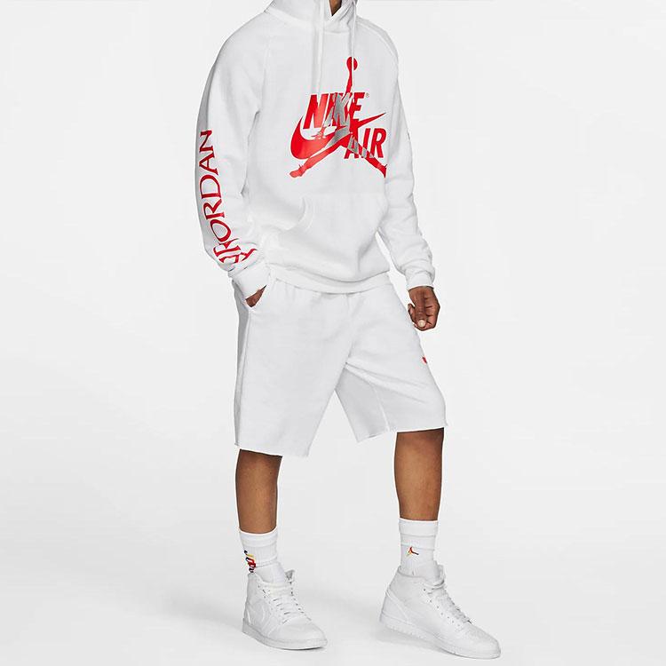 Jordan Jumpman Classics Logo Print Fleece-Lined Pullover Hoodie Men Hoodies White BV6011-100