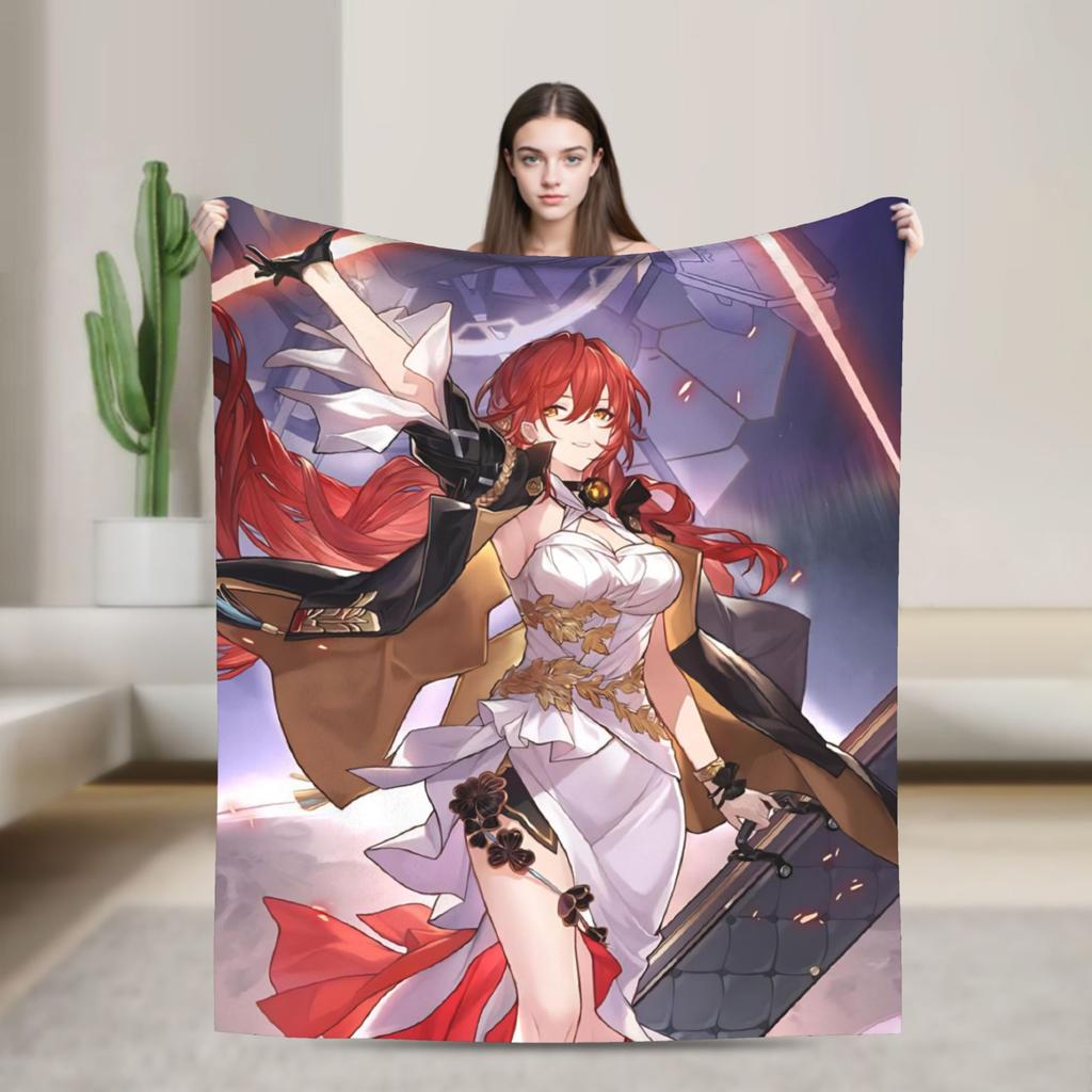 Firefly Blanket Honkai Anime Fuzzy Funny Warm Throw Blanket for Home Winter