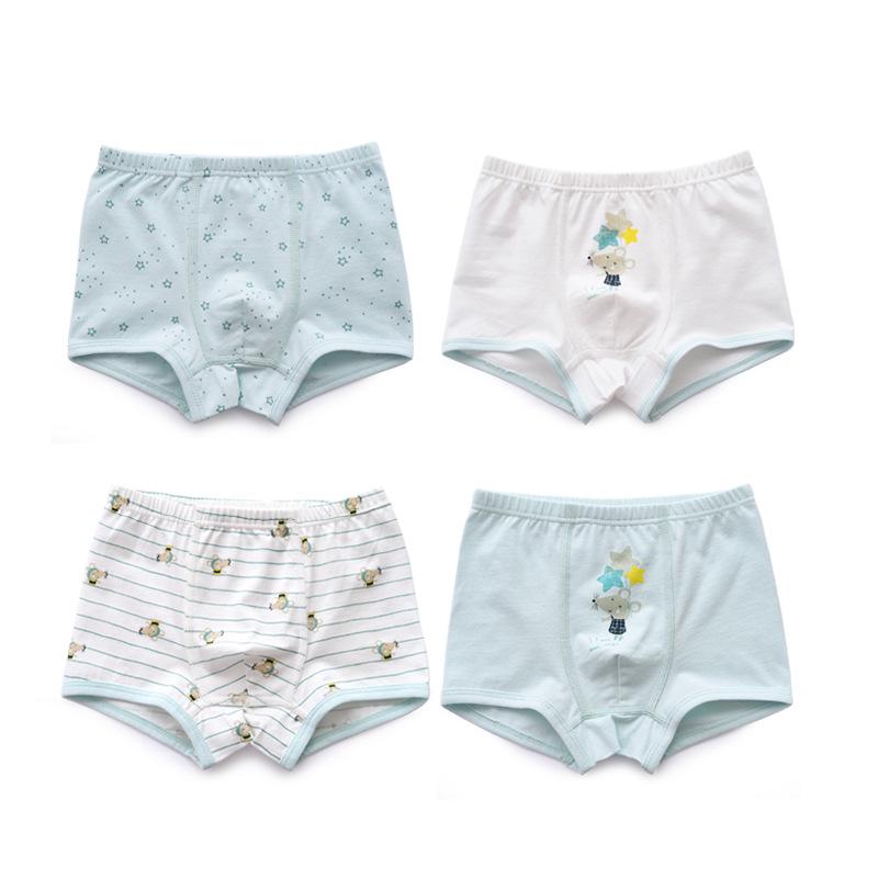 Shengzheka Boys' Cotton Boxer Shorts, Ages 0-8, Pure Cotton Crotch
