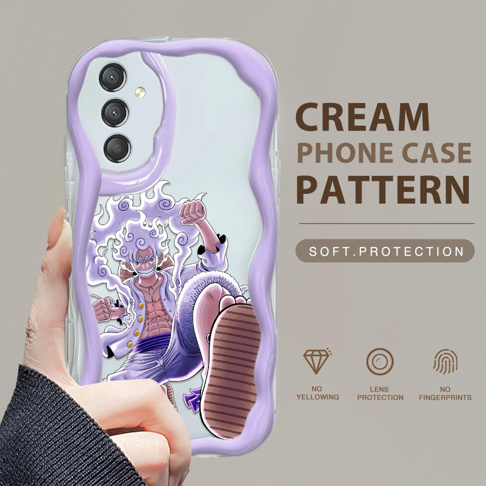 Cute Cartoon Pattern Cream Texture Casing Wavy Edge Soft Silicone Cover Phone Case for Samsung
