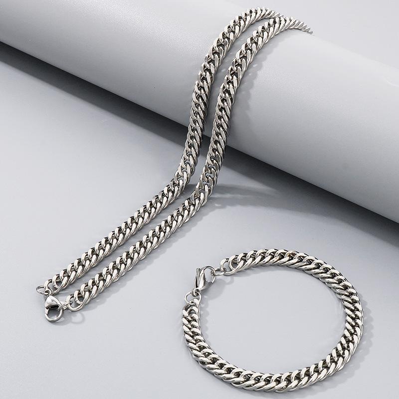 Jednoduchý hladký řetízek Dvojitě pletený Čtyřstranně broušený Náramek Hip-Hop Osobnost Více velikostí Bičíkový řetízek Titanová ocel Pánský náhrdelník