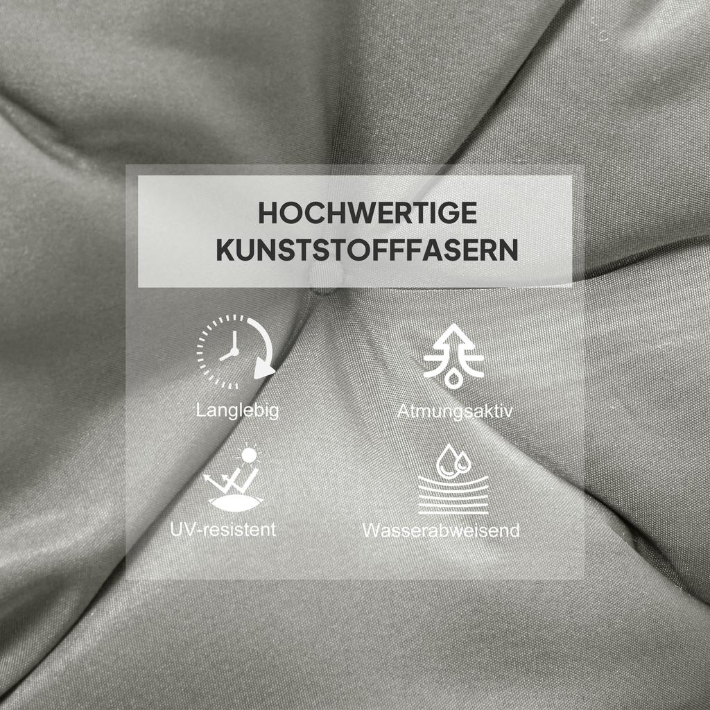 2 Piece Set Seat Cushions 98 X 50 Cm Chair Cushions With Ties Fabric Cover 8 Cm Thick Light Gray