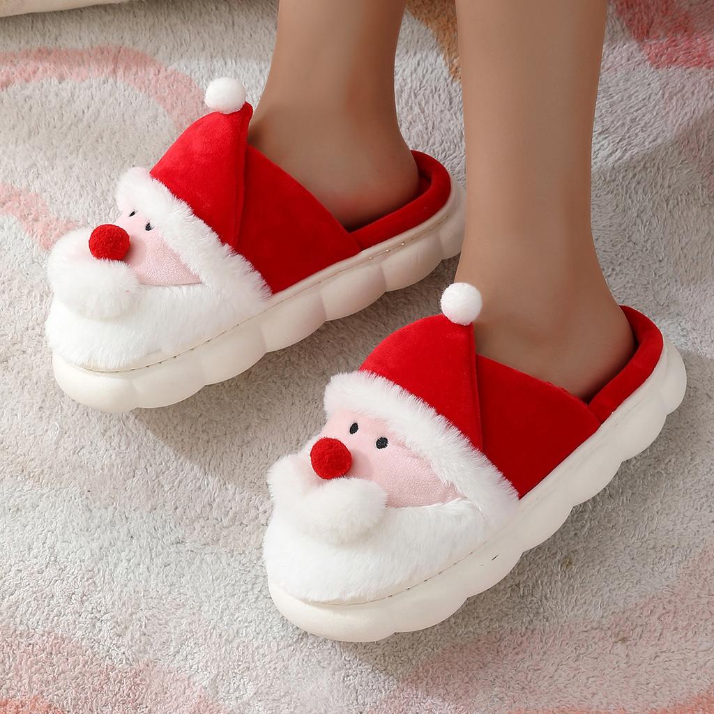 Mode Niedlich Cartoon Weihnachten Schneemann Baumwollpantoffeln Für Damen Herren Winter Warme Schuhe Weich Plüsch Paare Indoor Flauschige Hausschuhe