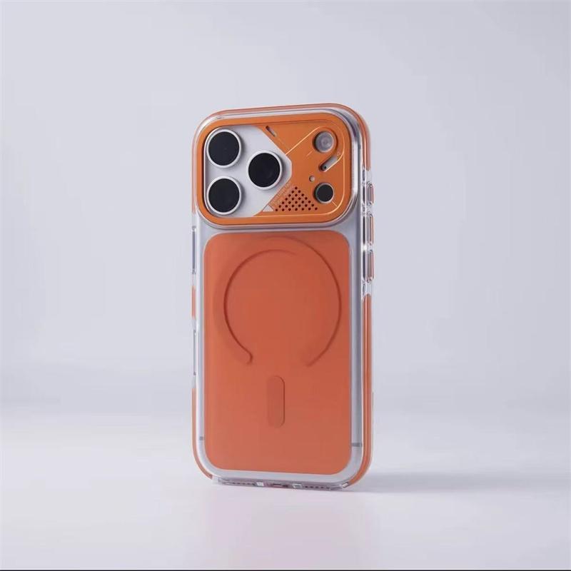 Luxury For Magsafe Magnetic Wireless Charging Case For iPhone 17 Pro Max Technology Style Metal Lens Protection Shockproof Cover