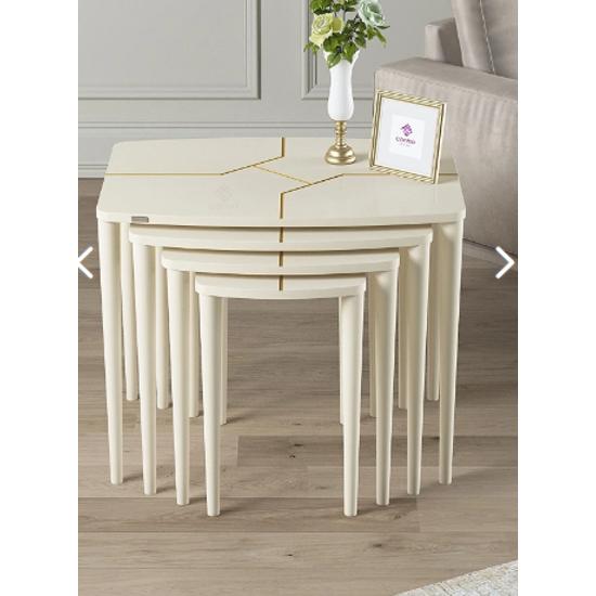 

Lyon Series Журнальный столик высшего качества 1-го класса Mdf 4 Вложенный столовый набор Кремовый