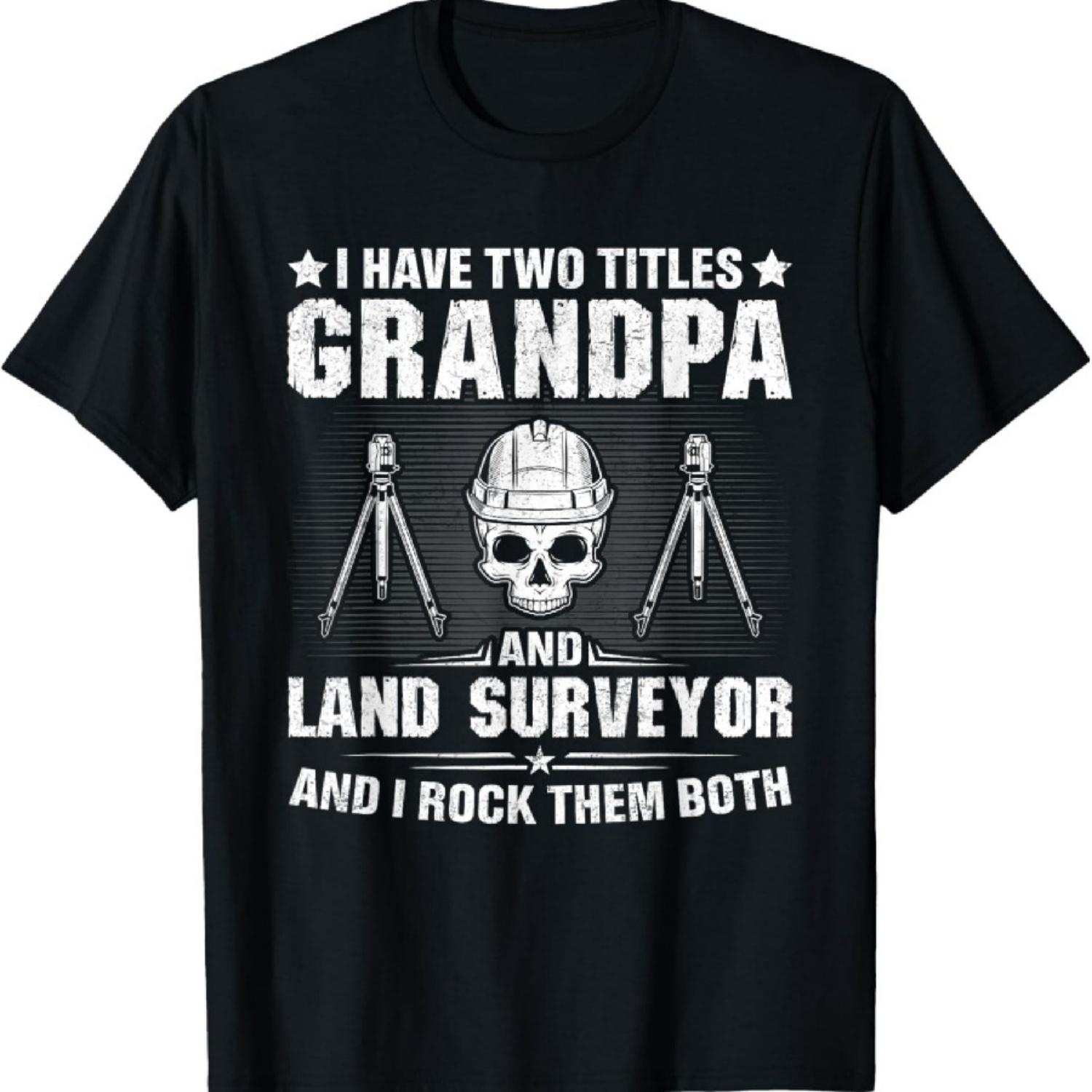 Two Titles Grandpa and Land Surveyor - Topographic Land T-Shirt XXXXXL разноцветный