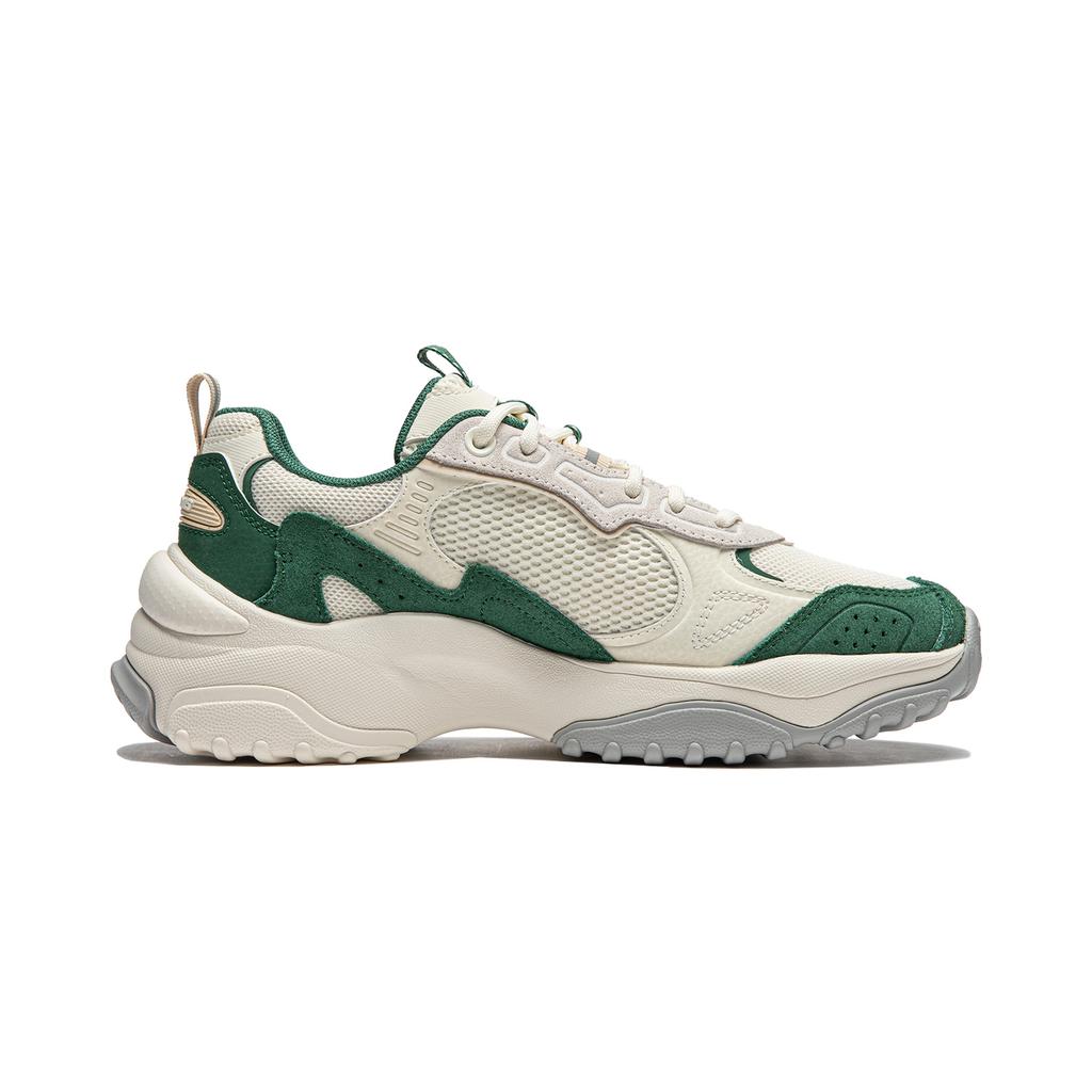 Li Ning Churui Comfortable Versatile Thick Sole Height Increasing Non-Slip Wear-Resistant Low-Top Casual Shoes Women Sneakers White Green AGCU190-1