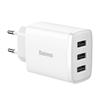 Baseus Compact Quick Charger Network Charger, 3X USB, 17W (White)