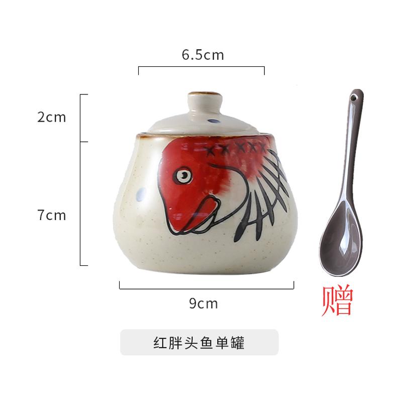 Creative Hand-painted Ceramic Seasoning Jar Set Soy Sauce Pot Kitchen Salt Sugar Pepper Storage Jar Home Condiment Spice Jar