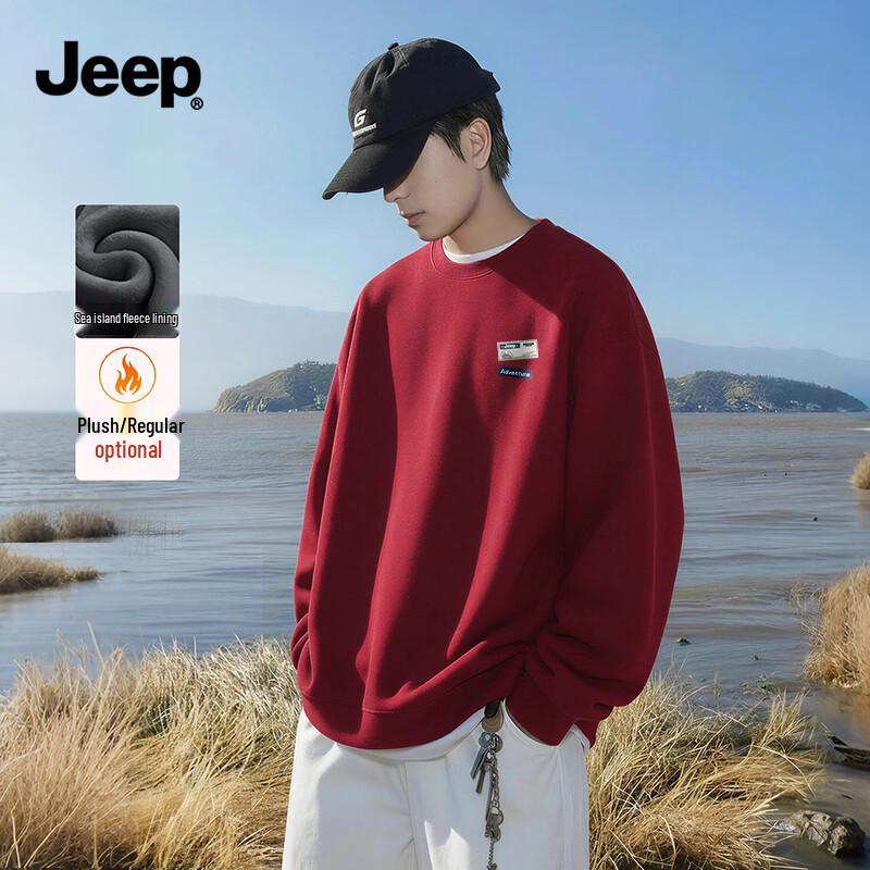 JEEP Men s Fleece-Lined Crewneck Sweatshirt S