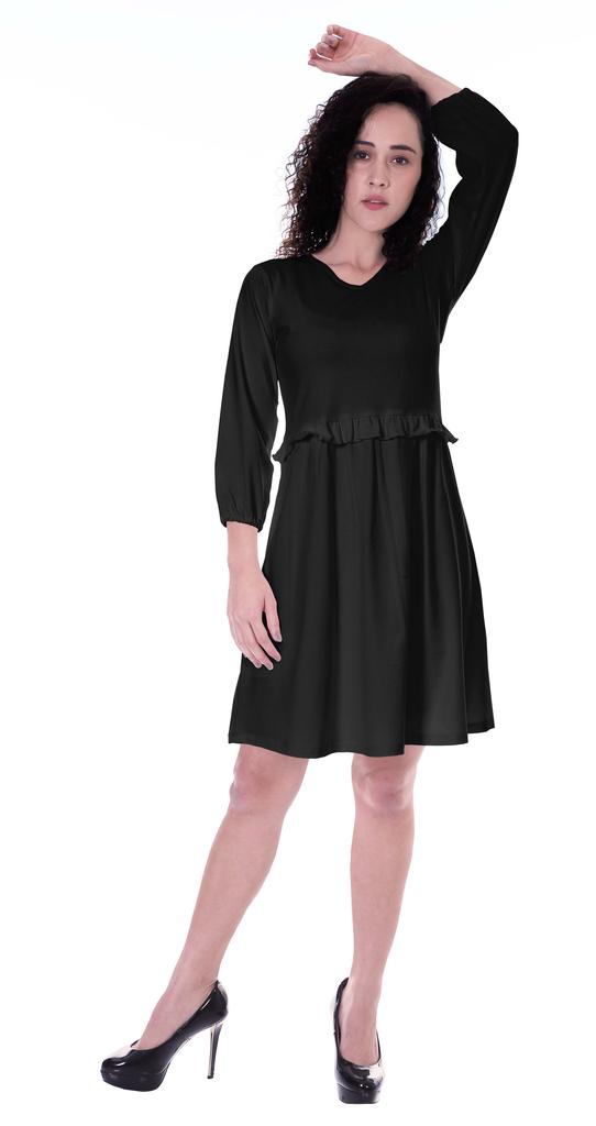 Moomaya Kleid mit langen Ärmeln und geraffter Taille, lässig, fließend, schwingend