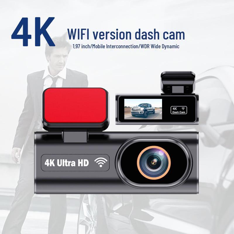 

4K HD 1,97-дюймовая двухлинзовая видеокамера для автомобиля с GPS и WIFI 64G High-Speed C10 Memory Card