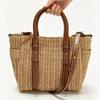 Bolso de Mano Nuevo de Paja Tejida para Mujer, Bolso de Mano Mini Moderno y Versátil, Bandolera, Bolso de Hombro Único para Compras