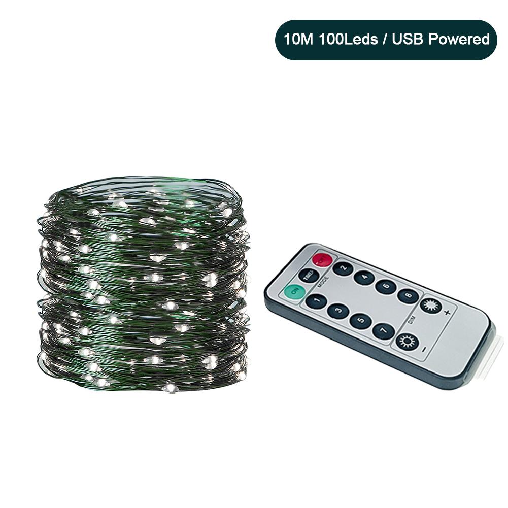 10M/20M LED USB/Battery Copper Fairy Lights Christmas Garland Remote Control String Lamp For Wedding Party Camping Home Dec