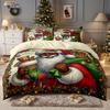 3pcs Cartoon Santa Claus Printed Chipless Duvet Set, Multi Size Bedroom Dormitory Holiday Bedding Decoration, Machine Washable