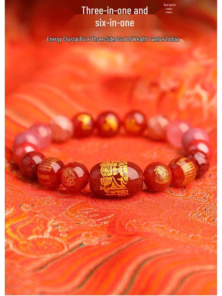 2025 Year of the Snake Crystal Cinnabar Bracelet - Tai Sui, Wealth God & Heart Sutra Charm for Men and Women