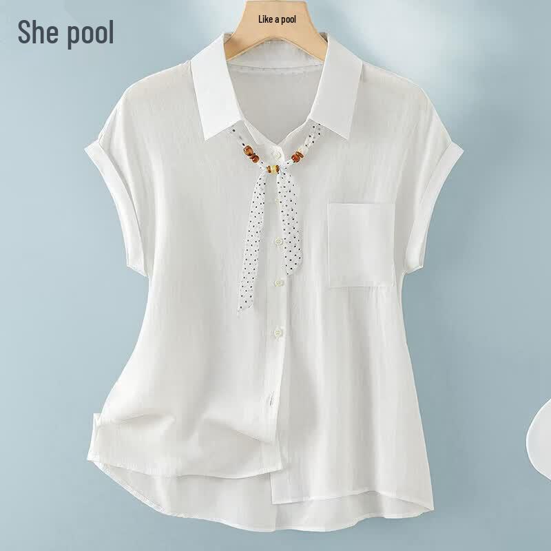 Ta Chi Women s Lyocell Lapel Tie-Waist Shirt One Size
