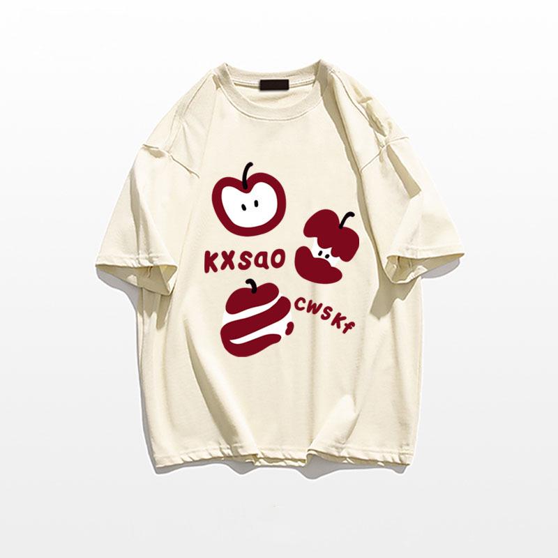 2025 Summer Women's Pure Cotton Oversized Short Sleeve T-Shirt in American Style