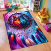 Colorful Dreamcatcher Rug with Wolf and Flowers carpet for home sofa bedroom, gift