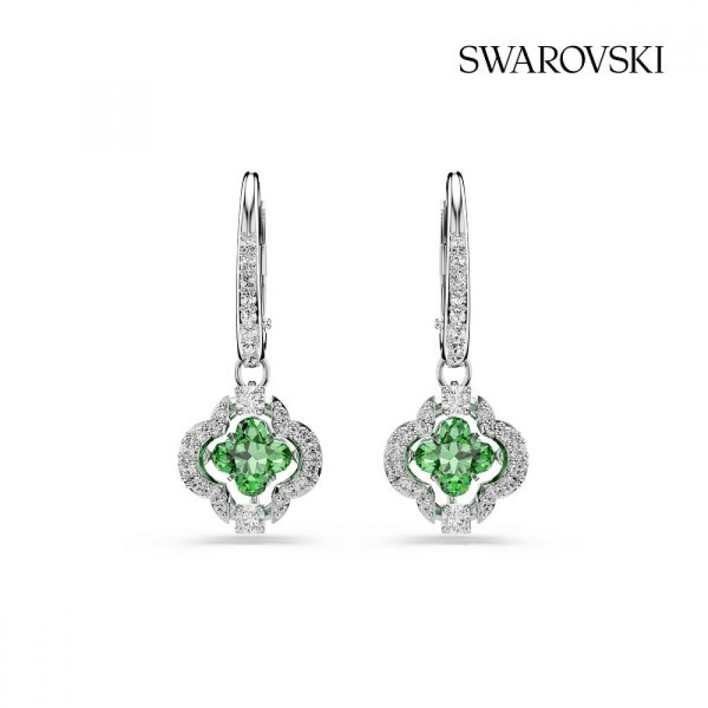 Swarovski Green Rhodium Clover Drop Earrings 5758001