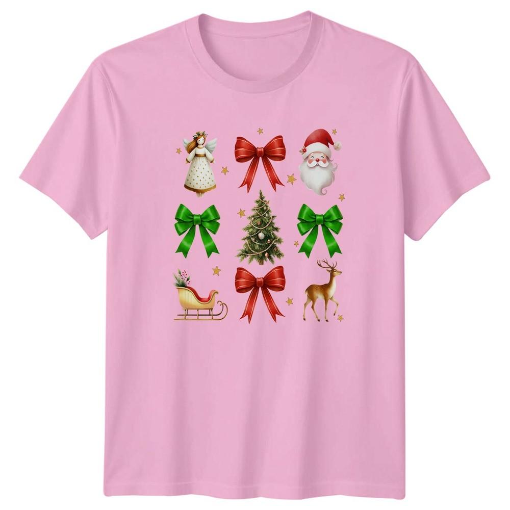 Christmas Holidays Santa Deer Angel Tree Bows Unisexs Unisexs Graphic Tee