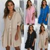 Stylish Women Summer Smock Dress With 3/4 Sleeve For Casual Beach Outings And Holidays