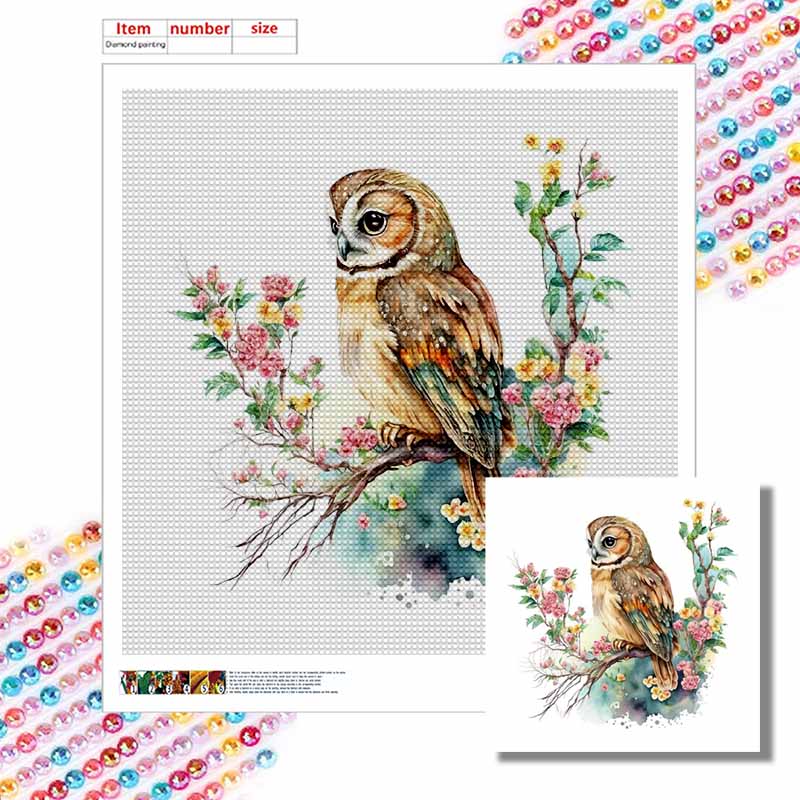 New Arrival 5D DIY Full Circle Diamond Painting "Painted Owl" Embroidery Cross Stitch Home Decor Gift